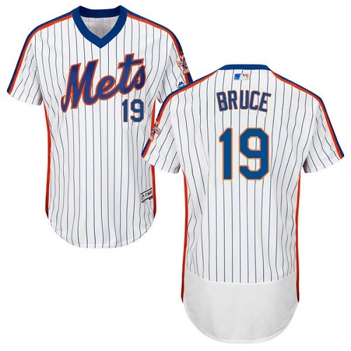 Mets #19 Jay Bruce White(Blue Strip) Flexbase Authentic Collection  Alternate Stitched MLB Jersey